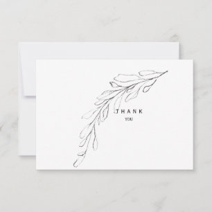 Simple Foliage Stem Funeral Thank You Name & Date Card