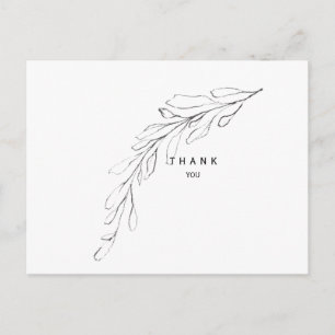 Simple Foliage Stem Funeral Thank You Name & Date  Postcard