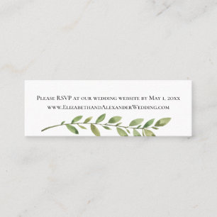 Simple Foliage, Wedding Website RSVP Mini Business Card