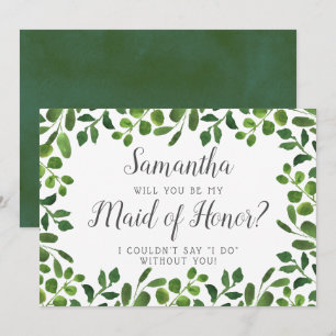 Simple Foliage Will You Be My Maid Of Honour? Invitation