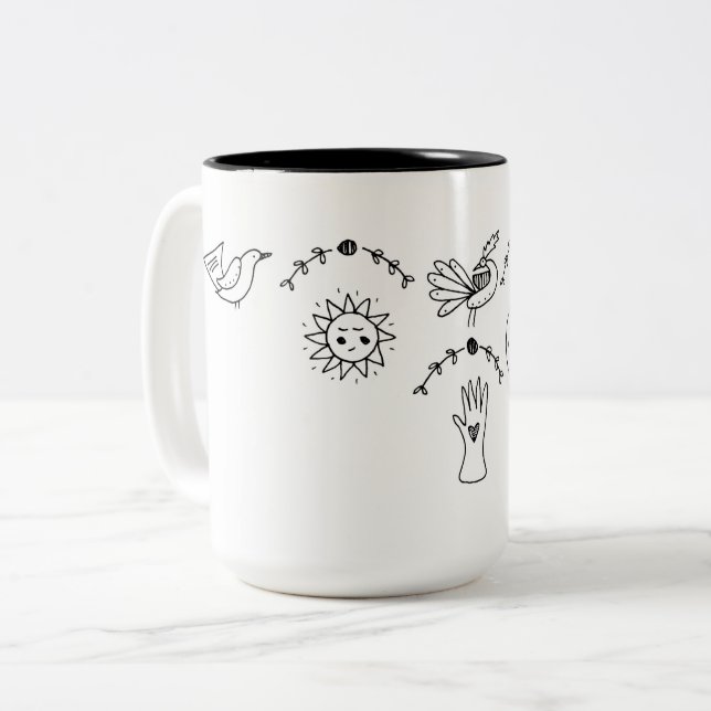 Simple Folk - Sarah Fielke Block of the Month 2018 Two-Tone Coffee Mug (Front Left)