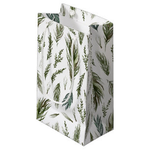 Simple Forest Botanicals Watercolor Christmas Small Gift Bag