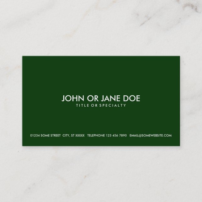 simple forest green business card (Front)
