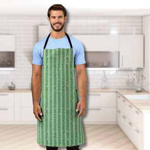 Simple Forest Green Glitter Style Vertical Stripes Apron