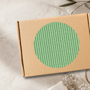 Simple Forest Green Glitter Style Vertical Stripes Classic Round Sticker