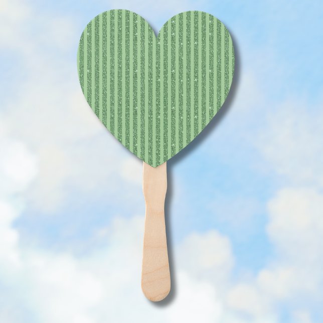 Simple Forest Green Glitter Style Vertical Stripes Hand Fan (Creator Uploaded)