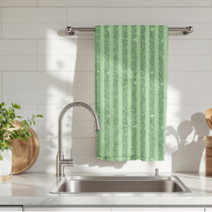 Simple Forest Green Glitter Style Vertical Stripes Kitchen Towel