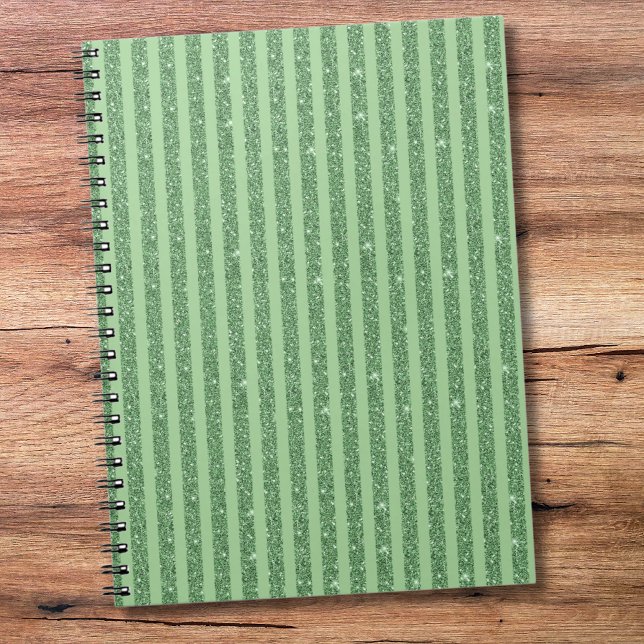 Simple Forest Green Glitter Style Vertical Stripes Notebook (Creator Uploaded)