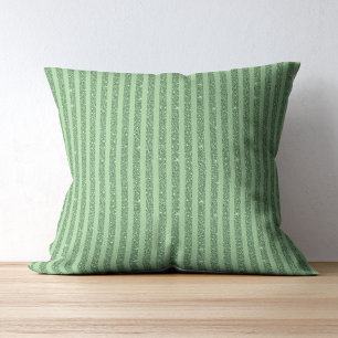 Simple Forest Green Glitter Style Vertical Stripes Throw Pillow