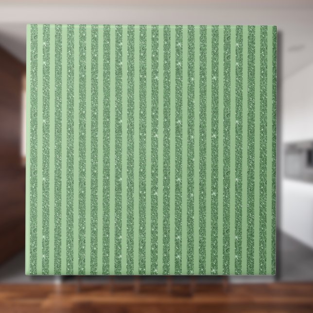 Simple Forest Green Glitter Style Vertical Stripes Tile (Creator Uploaded)