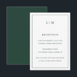 Simple Forest Green Monogram Elegant Wedding Enclosure Card<br><div class="desc">Simple Wedding Enclosure card featuring a modern yet elegant design with your two letter monogram at the top along with your reception information surrounded by a thin border. All design elements are in forest green and may be changed in the design editing tool. A chic and stylish design that is...</div>