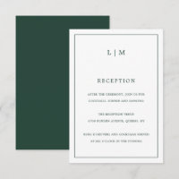 Simple Forest Green Monogram Elegant Wedding