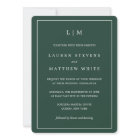 Simple Forest Green Monogram Elegant Wedding