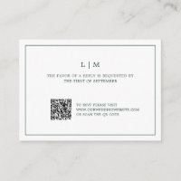 Simple Forest Green Monogram QR Code Wedding RSVP