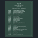 Simple Forest Green Monogram Wedding Timeline<br><div class="desc">Simple Wedding Timeline featuring a modern yet elegant design with your two letter monogram at the top and your details surrounded by a thin border. All text is in white over a forest green background and may be changed to any colours you wish by clicking the "customize" button. A chic...</div>