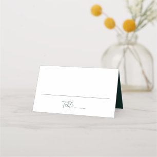 Simple Forest Green Script Wedding Place Card
