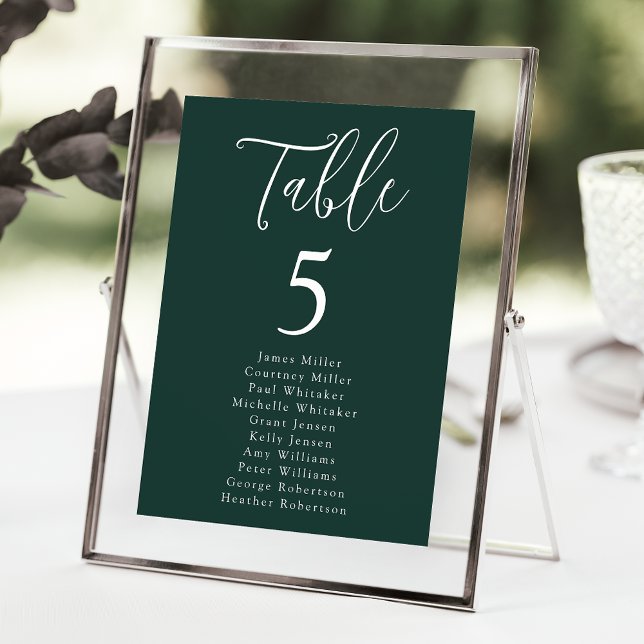 Simple Forest Green Table Number Seating Chart (Creator Uploaded)