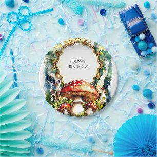 Simple Forest Mushroom Birthday Paper Plate