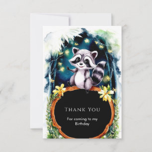 Simple Forest Raccoon Birthday  Thank You Card