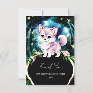 Simple Forest Wolf Baby Shower Thank You Card
