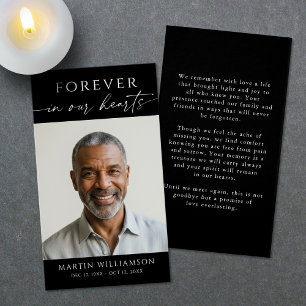 Simple Forever Hearts Photo Funeral Prayer Card