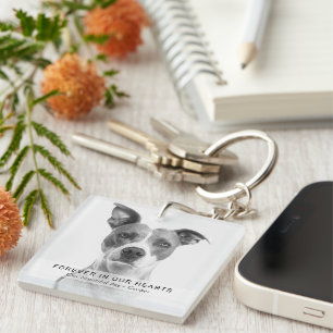 Simple Forever in our Hearts Pet Photo Keepsake  Keychain