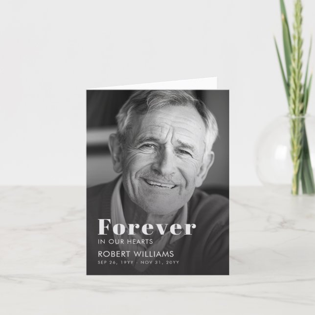 Simple Forever In Our Hearts Photo Funeral Program (Front)