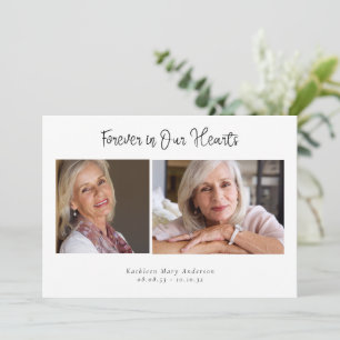 Simple Forever in Our Hearts Photos Sympathy Thank You Card