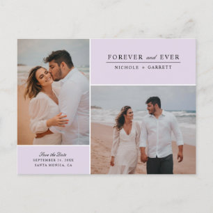 Simple Forever Two Photo Save the Date Lilac Announcement Postcard