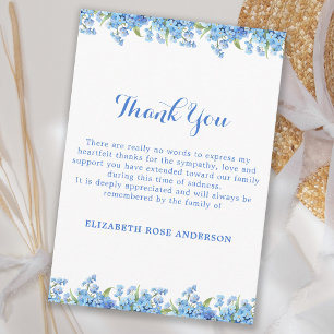 Simple Forget Me Not Floral Blue Memorial Funeral  Thank You Card