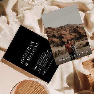 Simple Formal Black Typography Photo Wedding Invitation