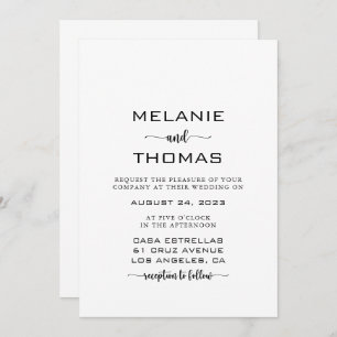 Simple Formal Calligraphy Script Wedding  Invitati Invitation