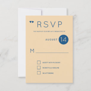 Simple formal classic b;ue and white wedding rsvp invitation