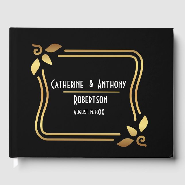 Simple Formal Custom Couples Name Date Wedding Guest Book (Front)
