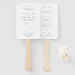 Simple Formal Dusty Blue Elegant Wedding Program Hand Fan