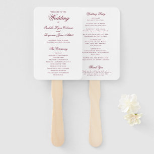 Simple Formal Elegant Burgundy Wedding Program Hand Fan