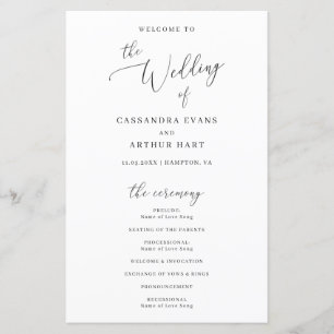 Simple Formal Elegant Classic Wedding Programme