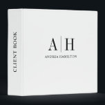 Simple Formal Professional Two Monogram White Binder<br><div class="desc">Organize your clients' information with this classic and elegant binder. It features your two initials in serif font in white background. Personalize it with your name,  profession and business address at the back.</div>