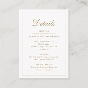 Simple Formal Traditional Elegant Gold Wedding Enclosure Card