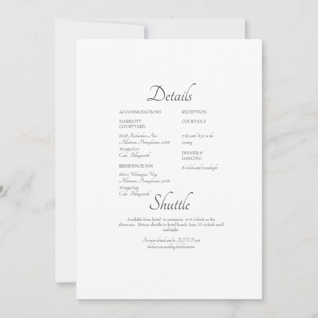 Simple Formal Website Wedding Detail Invitation (Front)
