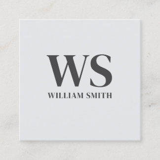 Simple Formal White Grey Monogram Bold Typography Square Business Card