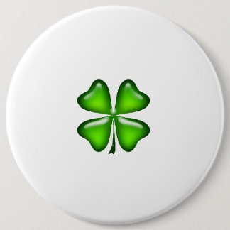 Simple Four Leaf Clover Irish St. Patrick's Day 6 Inch Round Button