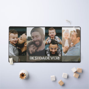 Simple Four Photo Collage Best Dad Ever Desk Mat