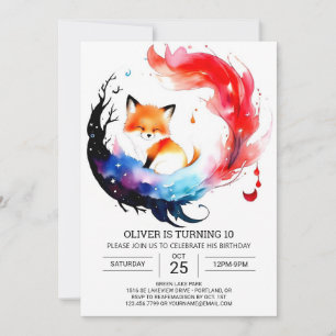 Simple Fox Birthday Adventure Invitation