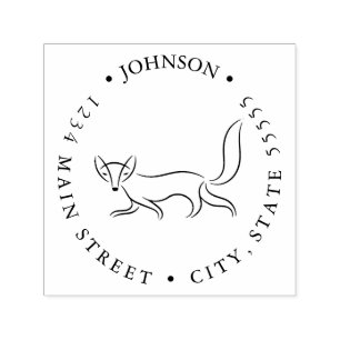 Simple Fox Line Drawing Return Label Self-inking Stamp
