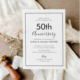 simple frame 50th anniversary invitation