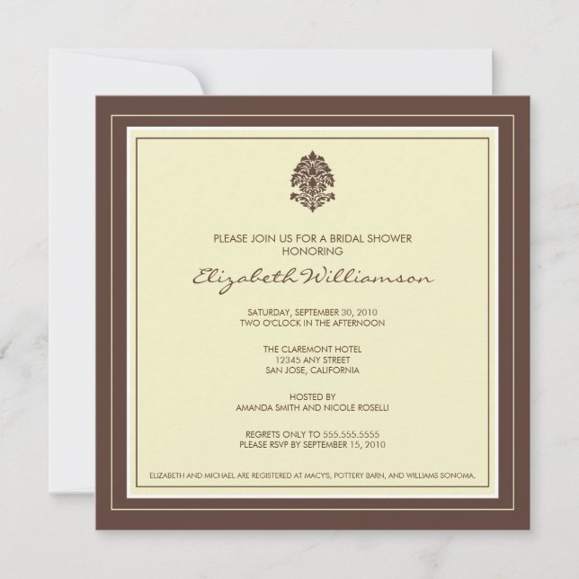 Simple Frame Bridal Shower Invitation (ivory) (Front)