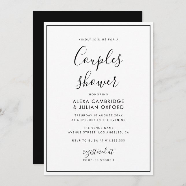 simple frame couples shower invitation (Front/Back)