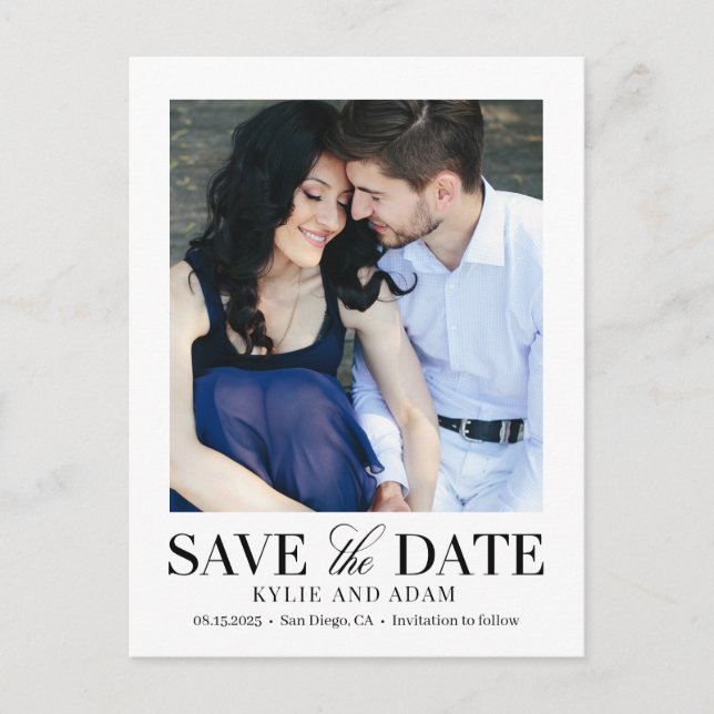 Simple Frame EDITABLE COLOR Save The Date Postcard (Front)
