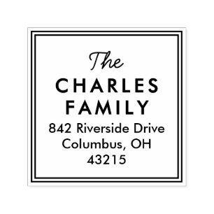 Simple frame family return address self-inking stamp